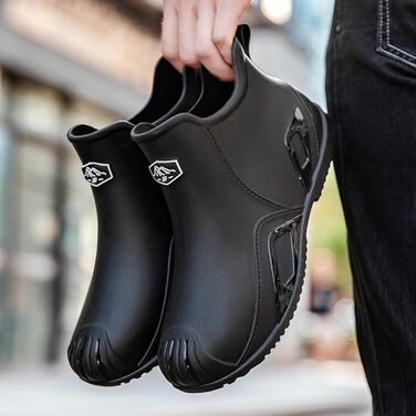 Водне взуття, гумові чоботи, гумові чоботи, чоловічі, жіночі, до щиколотки, зручні, для садівництва, легкі, для човнів, кемпінгу, вітрильного спорту, подорожей та походів, чорні, EU 38 2/3