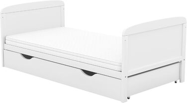 Дитяче ліжечко 70x140 см біле, що трансформується в дитяче ліжко &quotНаталі&quot з шухлядою та матрацом з прорізувачами