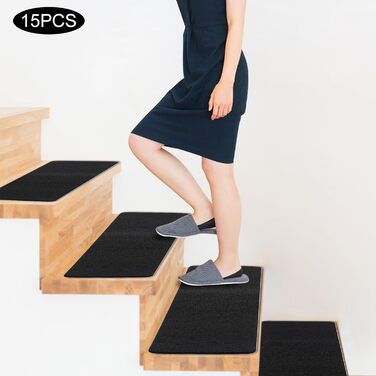 Самоклеючих сходинок 60x12 см, протиковзкі килимки для сходів у приміщенні, нековзний килимок для дерев&39яних сходів, безпека для людей похилого віку та домашніх тварин, 15
