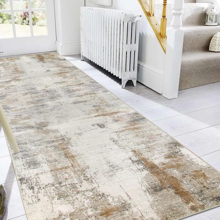 Килимова доріжка Famibay 80x300 см Бежева килимова доріжка для передпокою, що миється, нековзка, кухонна килимова доріжка для передпокою, довга кухонна доріжка, сучасна для передпокою, кухні, спальні, вітальні, бежево-коричнева 80 x 300 см