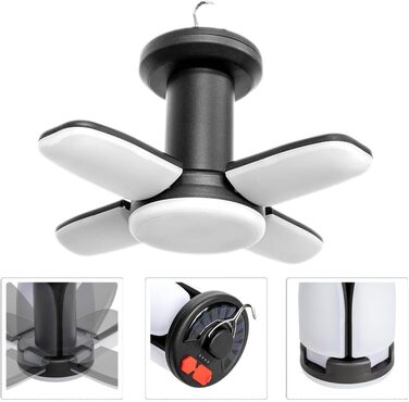 Сонячний кемпінговий світильник Luxshiny, світлодіодний світильник для намету з ABS-пластику з гачком, багатофункціональний зовнішній світильник для кемпінгу, саду та надзвичайних ситуацій