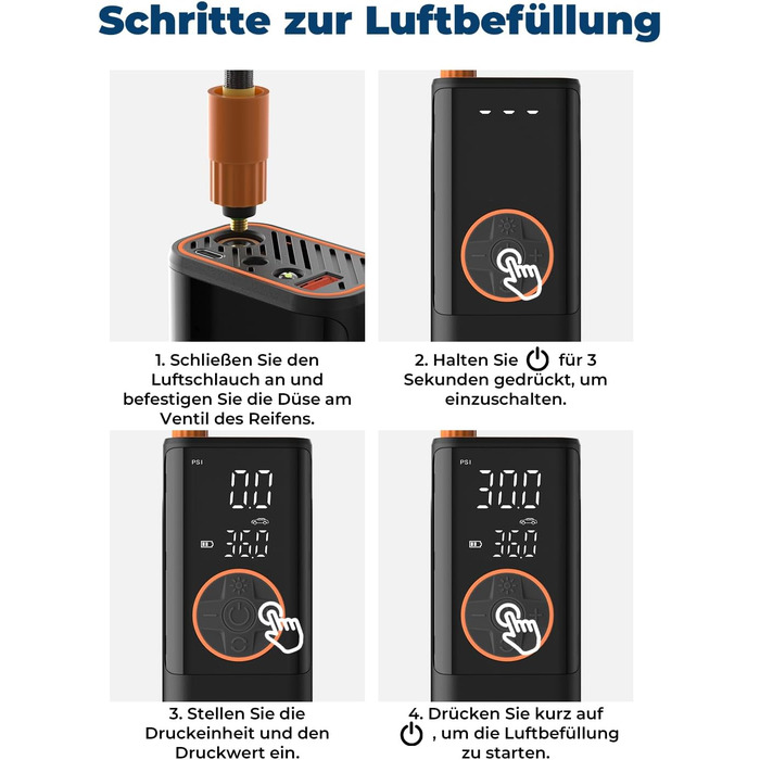 Електричний повітряний насос Oasser з подвійним дисплеєм 6000mAh 150 PSI, акумуляторний компресор з 3M 12V прикурювача для автомобіля, мотоцикла, велосипеда, м&39яча, подорожей, кемпінгу