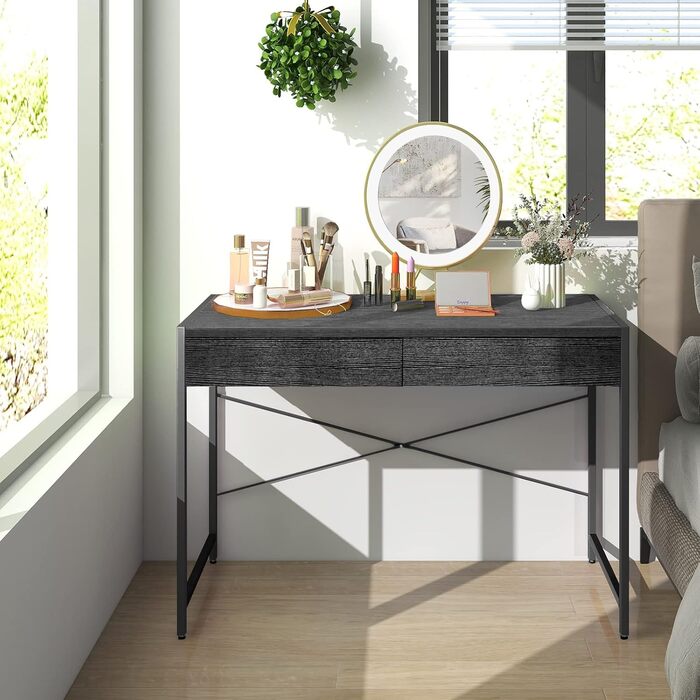 Стіл, комп'ютерний стіл з 2 шухлядами, невеликий офісний стіл, метал, промисловий дизайн, стіл для ПК для навчання, домашнього офі