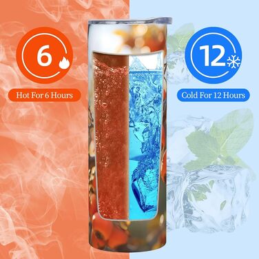 Кухоль з прямою трубочкою, 590 мл, принт хурми, дорожній кухоль, підходить для кемпінгу, офісу та дому