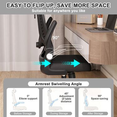 Ергономічне офісне крісло LEVIPE, стілець для роботи з поперековою опорою, підлокітники, регульований підголівник, комп&39ютерне крісло, поворотне, висока спинка, зручне, для домашнього офісу, чорне