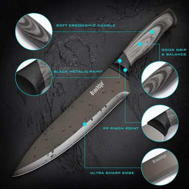 Кухарський ніж кухонний ніж 20 см професійний ніж з німецької нержавіючої сталі з гострим лезом та ергономічною ручкою ПП чохол, н