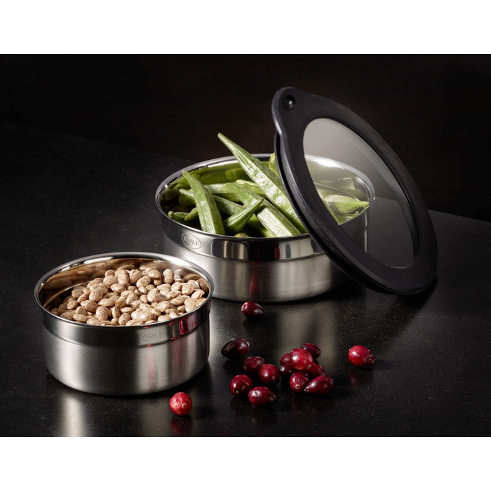 Контейнер для зберігання продуктів RSLE з кришкою для збереження свіжості, високоякісний контейнер для зберігання продуктів, гігієнічний та нейтральний до смаку, нержавіюча сталь 18/10, придатний для миття в посудомийній машині, висота 12 см, діаметр 6,5 