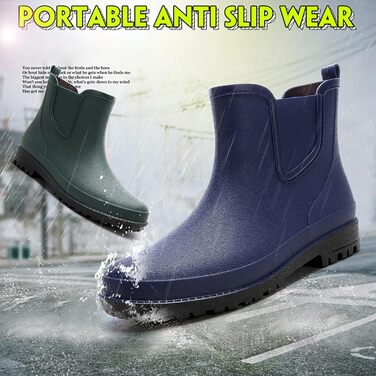 Чоловічі універсальні короткі гумові чоботи, водонепроникні та стійкі до ковзання гумові садові чоботи, легкі водні чоботи для активного відпочинку на свіжому повітрі, товсті робочі чоботи, чоботи без шнурівки, плоскі, розмір ЄС 43, сині