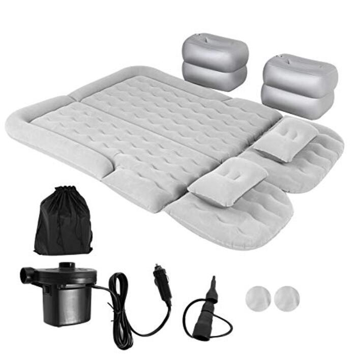 Покращений потовщений надувний матрац, надувний матрац для позашляховиків, портативний надувний матрац для позашляховиків, мінівенів, автомобілів та вантажівок, для дому, для активного відпочинку, кемпінгу, універсальний (СІРИЙ)