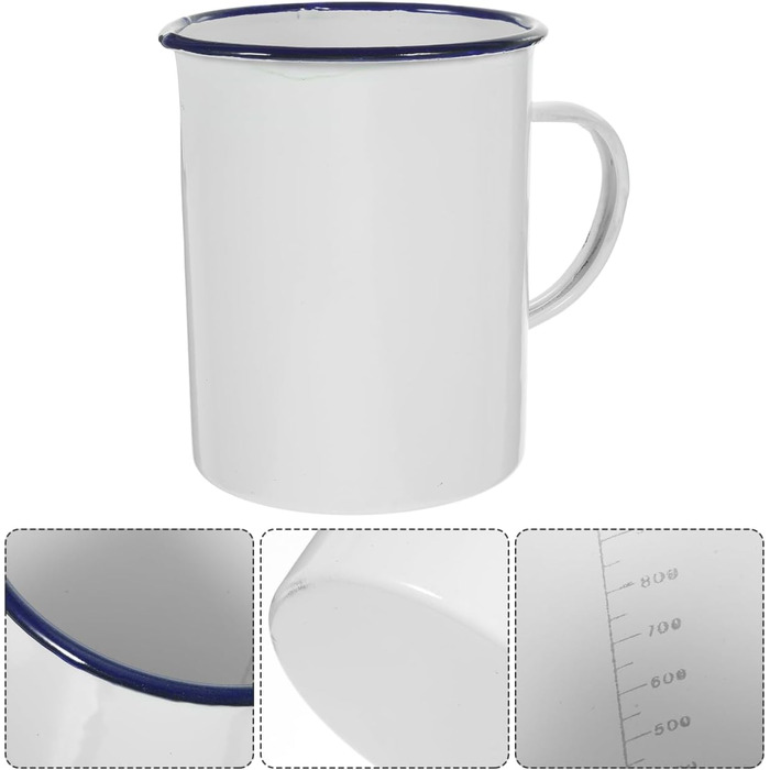 Емальований мірний стаканчик Garneck Vintage Water Cup Camping Cup із сільським дизайном для кави, чаю та гарячих напоїв, безпечний для миття в посудомийній машині та довговічний