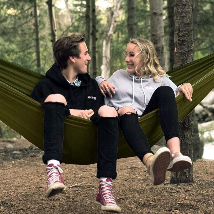 Ультралегкий гамак для подорожей Glymnis з підвісними тросами та сталевими карабінами, вантажопідйомність до 300 кг