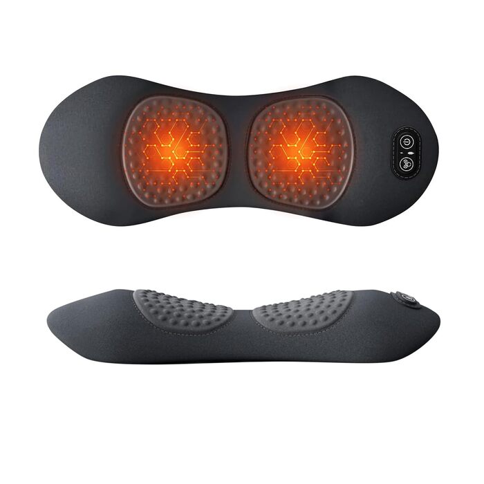 Поперекова опорна подушка 3-в-1, електрична поперекова опорна подушка з підігрівом та вібрацією, поперековий масажер для полегшення болю в попереку та хребті (A)