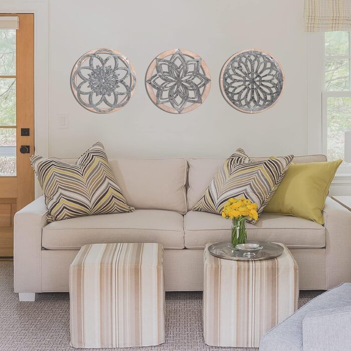 И сільські прикраси для стін круглі прикраси для стін фермерського будинку металеві з дерев'яною рамою прикраси для стін прикраси