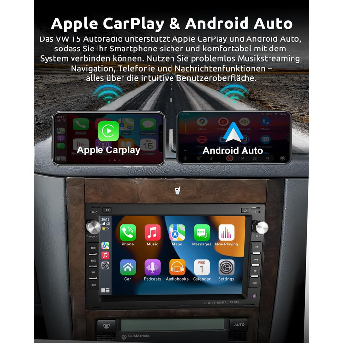 Автомобільне радіо ESSGOO Wireless Carplay та Android 264G Android 14 для VW VW Polo MK3/4 9N Golf 4 Passat B5 T5 Seat Skoda, 7-дюймовий сенсорний екран з Bluetooth FM RDS GPS WiFi