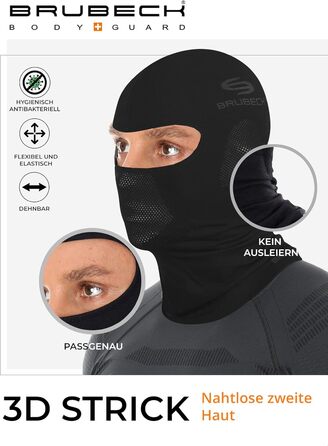 Унісекс-каркас BRUBECK Балаклава Функціональний Мериносова вовна Багатофункціональний шарф Шарф на шию Шарф на шию, розмір S, чорний