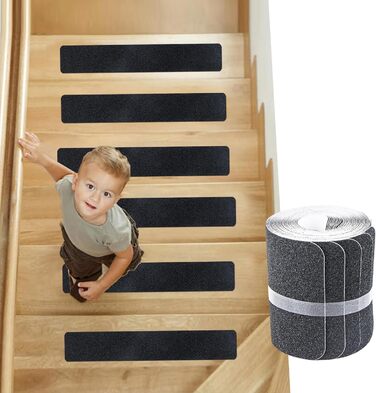 Самоклеючі, нековзні сходинки, 10 шт. , 60x10 см, для дерев&39яних сходинок та підлоги, чорні