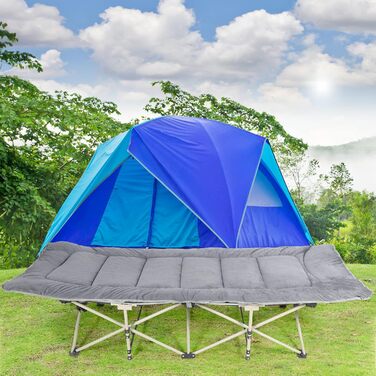 Розкладний матрац для походного ліжка 190 x 70 см, зручний, товстий бавовняний наматрацник з високоякісним поліестеровим наповнювачем, темно-сірий, L