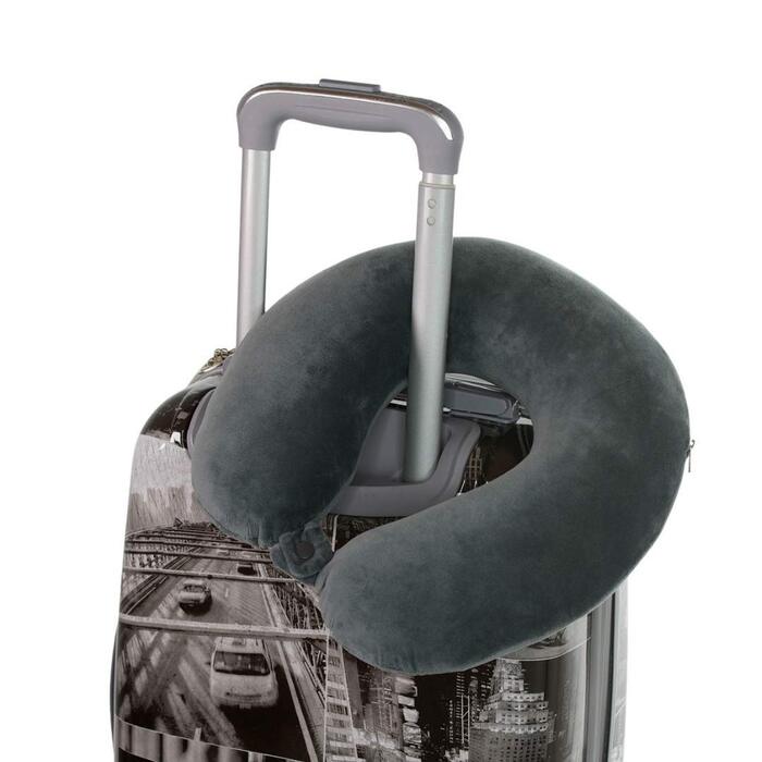 Подушка для шиї із застібкою-кнопкою Підтримка шиї Ролик для шиї Дорожна подушка Наповнювач з піни з ефектом пам&39яті Можна прати - Знімний чохол Сірий