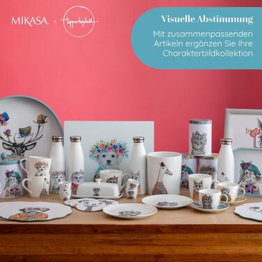 Пляшка для води Mikasa Tipperleyhill, нержавіюча сталь, ізольована, для використання в дорозі, двостінна пляшка для пиття, зберігає напої гарячими протягом 12 годин і холодними протягом 18 годин, кумедна ілюстрація свині, лише ручне миття, 500 мл