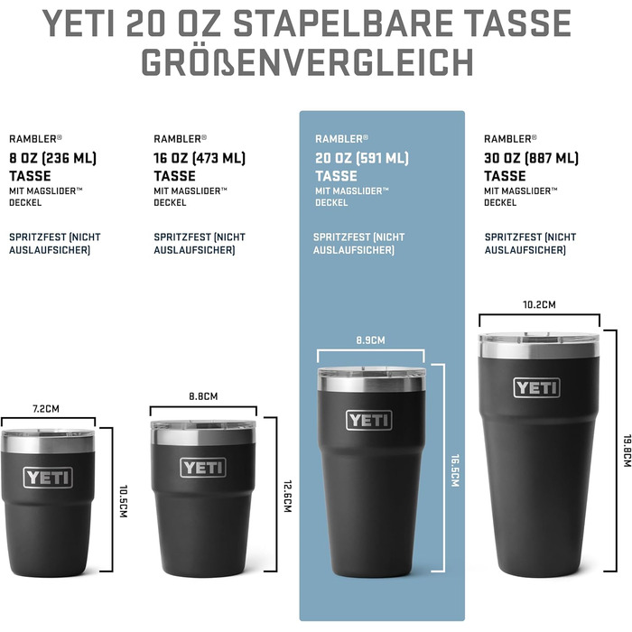 Стаканка YETI Rambler об&39ємом 591 мл (20 унцій) зі знімною кришкою MagSlider, термокружка з нержавіючої сталі, вакуумна ізоляція колір Firefly Yellow