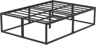 Двоспальне ліжко заввишки 46 см 120x200 см, міцне металеве ліжко зі сталевими ґратчастими опорами, великий простір для зберігання під каркасом ліжка, безшумне, легке складання, чорний колір 120 x 200 см