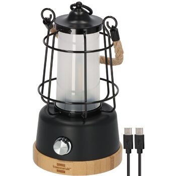 Світлодіодний акумуляторний кемпінговий ліхтар Brennenstuhl CAL 1 AC (350 лм, IP44, до 75 годин роботи, плавне регулювання яскравості, регульована колірна температура, акумуляторний вуличний ліхтар USB C з конопляним шнуром та бамбуковою основою)