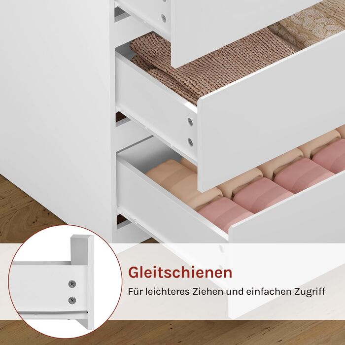 Білий комод великої місткості, буфет з 4 шухлядами, комод для спальні, вітальні, 60x40x90 см