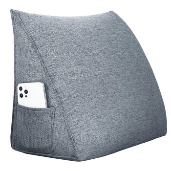 Ортопедична клиноподібна подушка - Ергономічна спинна подушка для ліжка та дивана зі знімним чохлом, ідеально підходить як подушка для читання та спинка (темно-сіра, 45x20x35 см)