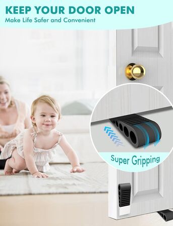 Дверний клин для підлоги, нековзний, міцний і важкий, гумовий дверний клин, гумові клини для всіх поверхонь