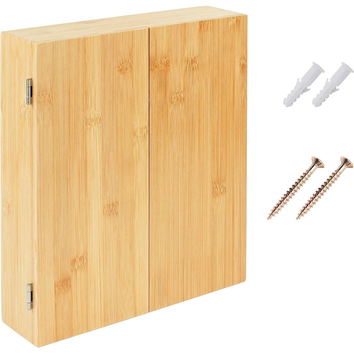 Чайна коробка Relaxdays, 9 відділень, бамбук, ВШХ 31 x 26,5 x 7 см, відділення для чайних пакетиків, кавових капсул, настінна, натуральний/срібний