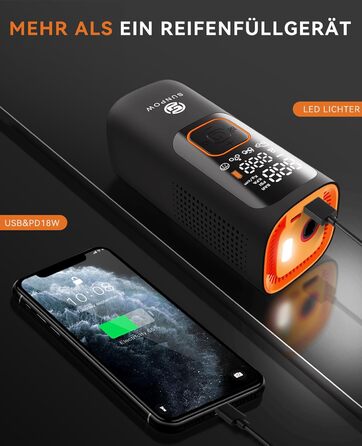 Електричний повітряний насос SUNPOW, портативний міні-компресор з акумулятором 7500mAh, портативний повітряний компресор 160PSI, п