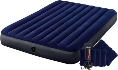 Надувне ліжко Intex Classic Downy Set - Queen - 152 x 203 x 22 см - 4 місця - Синє односпальне