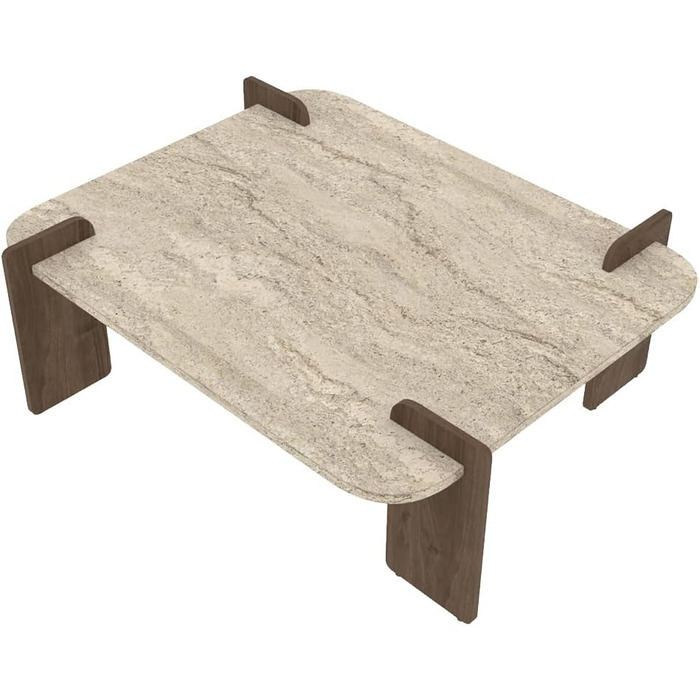 Травертин Коричневий Журнальний столик, Сучасний диванний столик, Дерев&39яний стіл для вітальні з полицями та місцем для зберігання з дверцятами, Дизайн 93335 Бежевий, 17 Brilliance