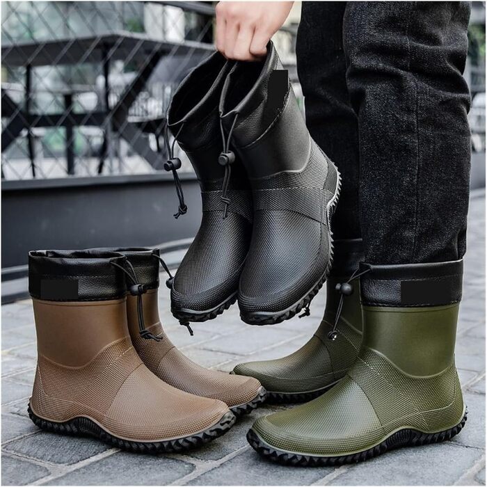 Чоловічі гумові чоботи, водонепроникні короткі гумові чоботи, садові чоботи, робоче взуття на низькому підборі, взуття для активного відпочинку на природі, колір 4, EU 40