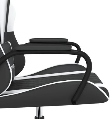 Ігрове крісло, офісне крісло, масажне крісло, чорно-біле, штучна шкіра