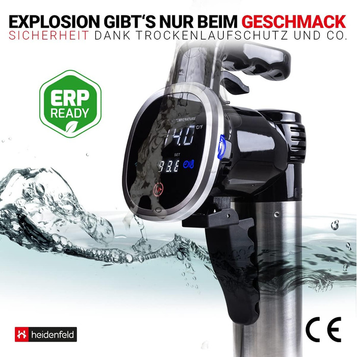 РОКИ ГАРАНТІЇ на стік Sous Vide - Управління додатком - 1.000 Вт - 7-8 літрів/хвилину - 2800 об/хв - глибина занурення 14,4 см (Silver Black), 300 - 3