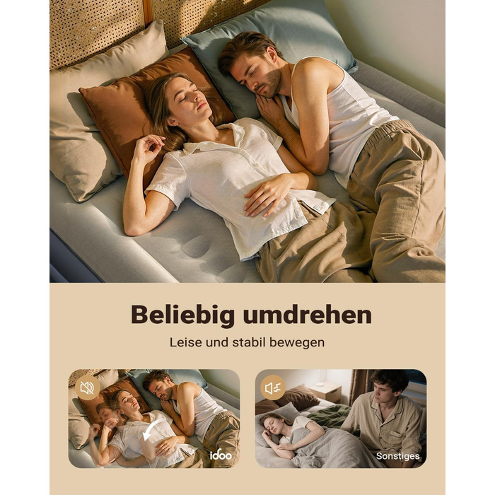 Самонадувальний надувний матрац, надувне ліжко для 2 осіб, надувний матрац, гостьове ліжко з електричним повітряним насосом, швидке надування за 3 хвилини для кемпінгу, 152x203x46 см, сірий, 2 особи (152x203x46 см)