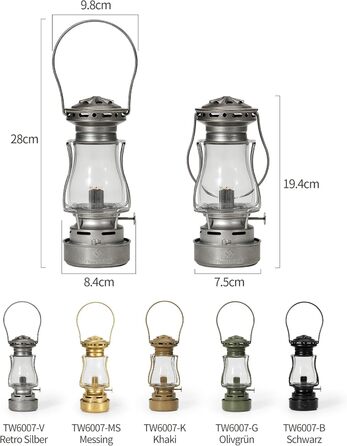 Штормовий ліхтар Thousand Winds Petroleum, ретро-нафтовий вуличний ліхтар, гасовий ліхтар Сутінковий, вітрозахисний штормовий ліхтар для активного відпочинку, кемпінгу, походів, пікніків, патіо, ретро-сріблястий