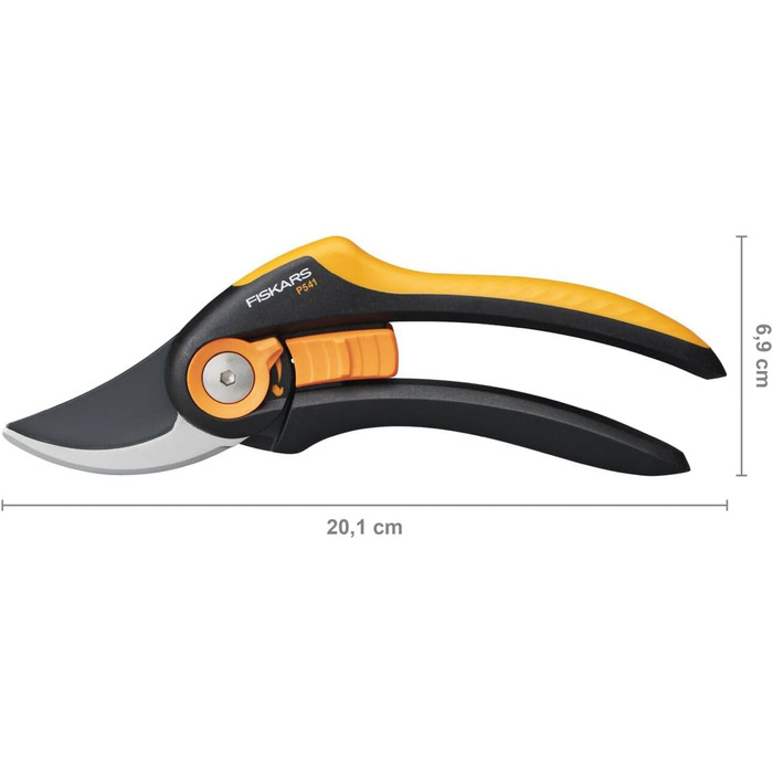 Садові ножиці Fiskars Bypass, Plus SmartFit, P541, Для свіжих гілок та сучків, Антипригарне покриття, Леза з нержавіючої сталі, Довжина 20,1 см, Чорний/Помаранчевий, 1057169 Садові ножиці P541 Одинарні