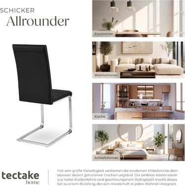 Набір із 2 сучасних обідніх стільців, ергономічні стільці для їдальні, стільці для відвідувачів, кухонні меблі, обідній стіл, кухонні стільці, консольні обідні стільці, висока спинка - чорний колір, набір із 2 шт.