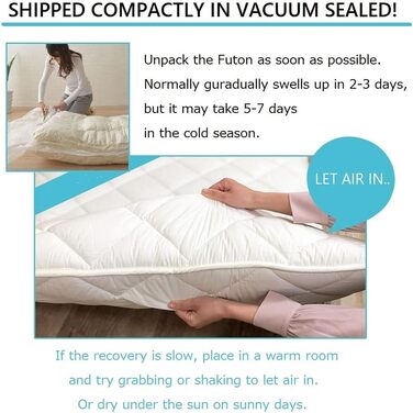 Матрац-футон EMOOR японського виробництва для татамі CLASSE 100 x 200 см, білий, зроблено в Японії, стандартний бавовняний підлоговий матрац 100 x 200 см