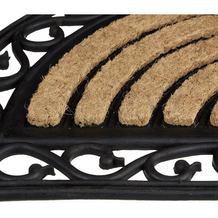 Килимок для дверей Relaxdays Coconut, нековзний та водонепроникний, смугастий, квітковий, для вулиці, імітація чавуну, чорний