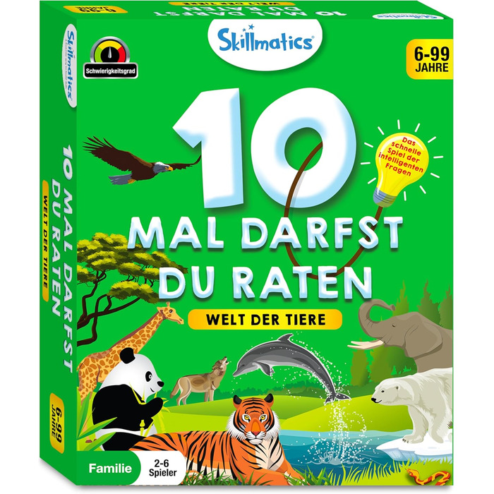 Карткова гра Skillmatics - 10 разів вгадай тваринний світ, подарунки для дітей від 6 років, чудова забава для подорожей та сімейни