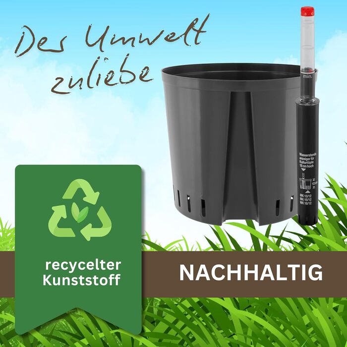 Культурний горщик Leni для гідропонних систем набір з індикатором рівня води Розміри на вибір 5-32 см круглі Міцний пластик (в упаковці 6 шт., Ø 13 см В 12 см)