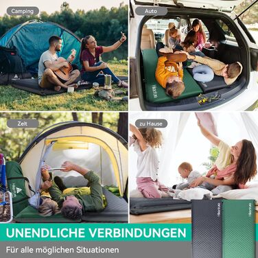 Самонадувальний килимок для сну HIKENTURE, 10 см товщиною пінопластовий кемпінговий матрац, ультратовстий самонадувальний повітряний матрац, зручний килимок для сну для використання на свіжому повітрі, намет, походи, подорожі, темно-сірий