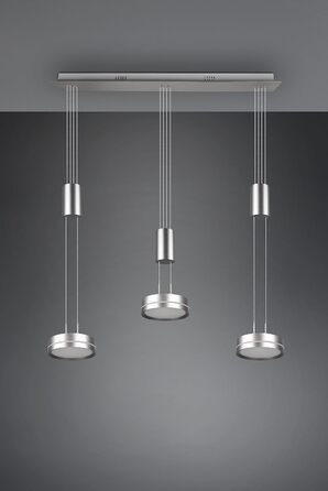 Світлодіодний торшер Trio Lights Franklin 426510208, Метал в т.ч. 35 Вт LED, Зміна кольору, Диммер (нікель-матовий, підвісний 3-полум'яний)