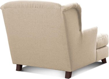 Крісло Cavadore XXL Assado / Велике м&39яке крісло з дерев&39яними ніжками та великим сидінням / Включає 2 декоративні подушки / 109 x 104 x 145 / Плоске плетіння бежевий / Плоске плетіння Linea / Linea світло-бежевий