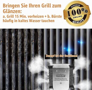Набір для чищення гриля GRILLART SteamWizards безпечна щітка без щетинок з wymienною головкою та скребком, аксесуари для догляду за BBQ, ідеальний подарунок