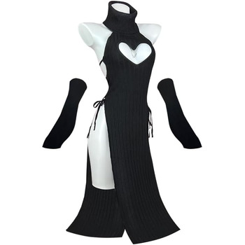 Жіночий косплей‑костюм Cheongsam KORURACLUB для ролевих ігор, чорний/білий, розмір S–XL