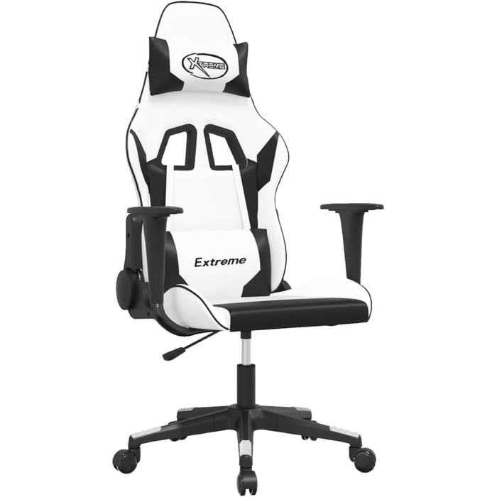 Ігрове крісло, біла та чорна штучна шкіра, офісне крісло, ігрове крісло, обертове крісло, стілець для столу - 3143697